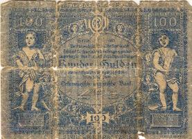 1880. 100Gulden bankjegyet ábrázoló számolócédula "Schiller Freres Paris" bukaresti nyomdából T:IV RR!!