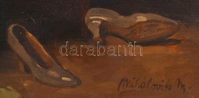 Mihalovits Miklós (1888-1960): Fekvő női akt. Olaj, vászon, jelzett, sérült antik keretben, 60×80 cm