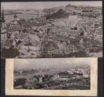 1858 és cca 1970 Távlati képek a Tabánról, kb. azonos nézőpontból, a régi fotó ismeretlen képi forrás másolata, 12x22 cm és 8x16 cm