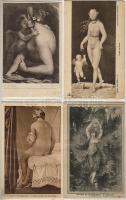 Női szépség a képzőművészetben, kb 90 db főleg erotikus régi képeslap