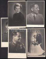 1940-1942 Nagyszőllősi katonatiszt portréi és családi képei, 5 db fotólap, feliratozva, 8x12 és 8x13 cm