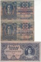 1913. 20K (2x) + 1930. 20P + 1945. 500P orosz "P" betű helyett magyar "N" betű T:III