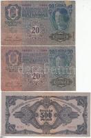 1913. 20K (2x) + 1930. 20P + 1945. 500P orosz "P" betű helyett magyar "N" betű T...