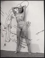 1973 A fügefalevéltől az alakformáló bugyiig, finoman erotikus fénykép, 16x12 cm / 1973 Erotic photo, 16x12 cm