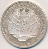NSZK 1967. "Konrad Adenauer" Ag emlékérem eredeti díszdobozban (34.68g/0.999) T:PP GFR 1967. "Konrad Adenauer" commemorative Ag medallion in orginal box (34.68g/0.999) C:PP