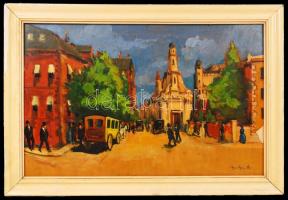 Berkes jelzéssel: Utcakép. Olaj, farost, kerteben, 50×70 cm