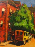 Berkes jelzéssel: Utcakép. Olaj, farost, kerteben, 50×70 cm