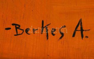 Berkes jelzéssel: Utcakép. Olaj, farost, kerteben, 50×70 cm