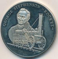 DN. "George Stephenson gőzmozdonya" ezüstözött fém emlékérem T:PP ND. "George Stephenson Rocket" commemorative silver plated metal medallion C:PP