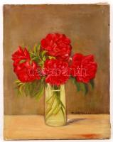 Henczné jelzéssel: Virágcsendélet. Olaj, vászon, 50×40 cm