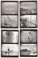 cca 1930-1940 Merényi Andor (?-1976): Balatoni felvételek, 10 db jelzetlen 6x9 cm-es kép, öt levlap méretű fotópapíron, későbbi másolatok