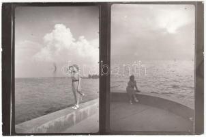 cca 1930-1940 Merényi Andor (?-1976): Balatoni felvételek, 10 db jelzetlen 6x9 cm-es kép, öt levlap ...