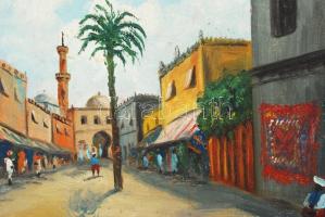 Cserna jelzéssel: Arab utca részlet. Olaj, karton, keretben, 24×33 cm