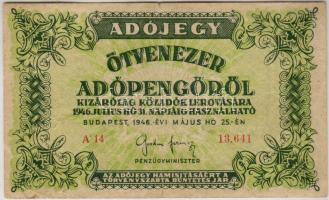 1946. 50.000Adópengő hátlapon felcsúszott nyomattal T:II/III
