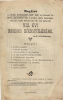 1909 Meghívó a Budai Katholikus Kör ülésére
