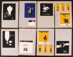 cca 1960 Hormay Tibor grafikus 13 db reklámgrafikai terve az Óra éc Ékszer Vállalatnak