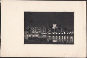 Jelzés nélkül: Parlament éjszaka. Mezzotinto, papír, 8×12 cm