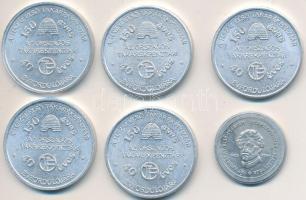1967-1989. "Fáy András" + "Országos Takarékpénztár" 6db 2klf alumínium emlékérme T:2,2-