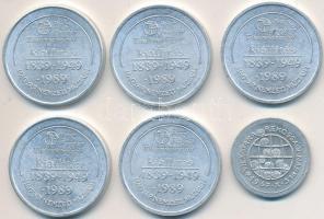 1967-1989. "Fáy András" + "Országos Takarékpénztár" 6db 2klf alumínium emlékérme...