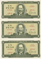 Kuba 1980. 1P (3x) egymásutáni sorszámokkal T:I