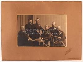 cca 1900-1910 Letzter (Debrecen): Kitüntetéseket viselő katonák csoportképe, fotóméret 12x18 cm, kar...
