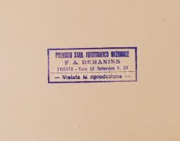 cca 1930 Demanins (Trieszt): Suzy Morand táncosnő színezett műtermi fotója, kisebb foltok a képen, f...