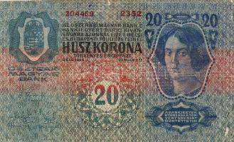 1913. 20K jugoszláv ellenbélyegzőkkel és bélyeggel T:III/IV