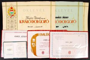 összesen 32 db: oklevél, párt igazolvány, útlevél, és iratok a Csepel vas és fémművek egyik dolgozój...