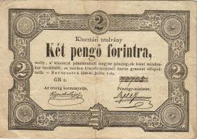 1849. 2Ft "Kincstári utalvány" hátlap ferdén nyomva T:II