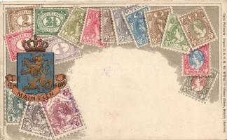 Dutch stamps, coat of arms, Emb. litho