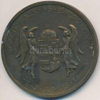 Berán Lajos (1882-1943) / Iván István (1905-1968) 1943. "Vitéz Nagybányai Horthy Miklós Magyarország Kormányzója / Születésének 75. Évfordulójára - 1943. június 18" bronz emlékérem (50mm/36g) T:2- ph. Hungary 1943. "75th anniversary of the birth of Vitéz Miklós Horthy de Nagybánya" commemorative medallion. Sign.: BERÁN L. / IVÁN (50mm/36g) C:VF edge error