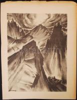 Ruzicskay György (1896-1993): Hegyek között. Algrafia, papír, jelzett az algrafián, 24×18 cm