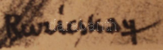 Ruzicskay György (1896-1993): Hegyek között. Algrafia, papír, jelzett az algrafián, 24×18 cm