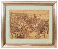 Jelzés nélkül: Víziváros. Rézkarc, papír, üvegezett keretben, 28×39 cm