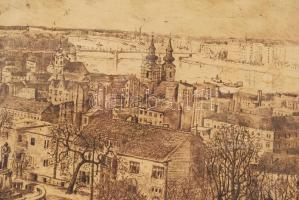 Jelzés nélkül: Víziváros. Rézkarc, papír, üvegezett keretben, 28×39 cm