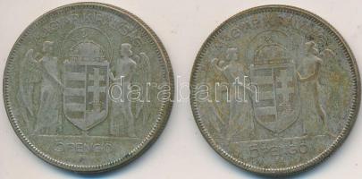 1930. 5P Ag "Horthy-jobbra" (2x) T:3 Adamo P8