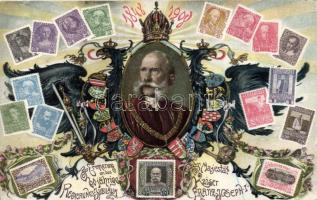 1848-1908 60 Jährige Regierungsjubiläum / Franz Joseph 60th anniversary of reign, set of Austrian stamps, Ottmar Zieher (EK)