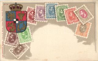 Set of Romanian stamps, coat of arms, litho (EK)