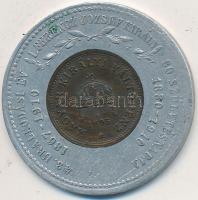 1910. "I. Ferencz József Király 43. uralkodási év / Talismánod én vagyok, szerencsét egész évben én hozok" Al emlékérem 1895. 1f érmével a közepén díszítve (32mm/3.59g) T:2-