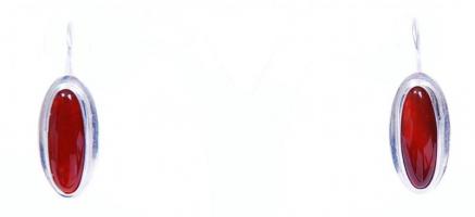 Ezüst (Ag) fülbevaló pár karneollal /
A pair of silver earrings with carnelian stones, 3,5cm, br: 8,...