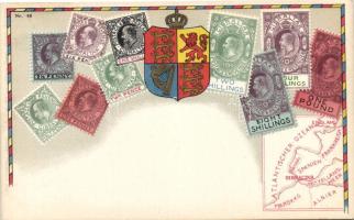 Stamps from Gibraltar, coat of arms, map, litho, Ottmar Zieher