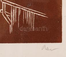 Redő Ferenc (1913-2012): Szentendre. Linó, papír, üvegezett keretben, apró szakadással, 29×40 cm