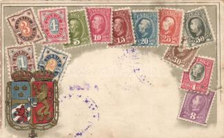 Set of Swedish stamps, coat of arms, Emb. litho, Ottmar Zieher (pinhole)