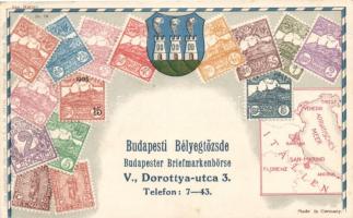 Stamps from San Marino, Budapesti Bélyegtőzsde coat of arms, map, litho, Ottmar Zieher (Rb)