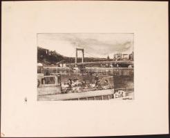 Gaál Domonkos (1940-2009): Sétahajózás. Rézkarc, karton, jelzett, 20×28 cm