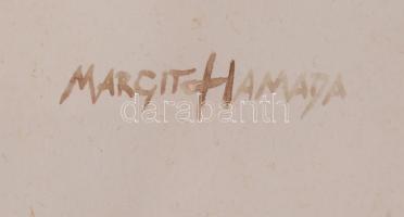 Margit Hamada: Virágok. 2 db akvarell, papír, foltos, jelzett, 31×14 cm (2×)