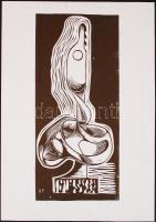 Balikó Ferenc: Csavart forma. Linó, papír, jelzett, 34×15 cm