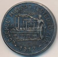 1947. " 'Csepel' Munkás Testedző Kör 1912 / 1947. 10.000m" fém díjérem (30mm) T:2