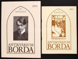 1985-2005 Borda Antikvárium 2 db könyvaljánló katalógusa (1985. 6. sz. és 2005 23. szám)