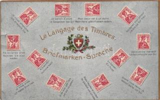 'Le Langage des Timbres. Briefmarken-Sprache' stamps language Emb. litho (pinhole)